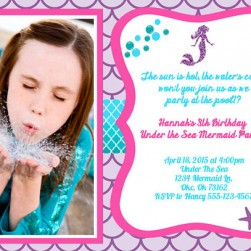 Mermaid Birthday Party Photo Invite