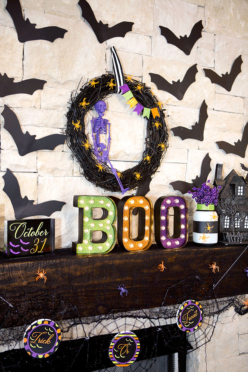 Bright Colorful-Halloween-Mantel Free Printables