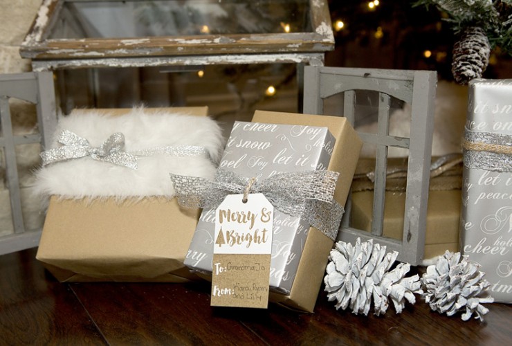 FREE Christmas & Holiday Gift Tags – Kraft Paper Gift Tags – Rustic Gift Tags – Silver Glitter Gift Tags