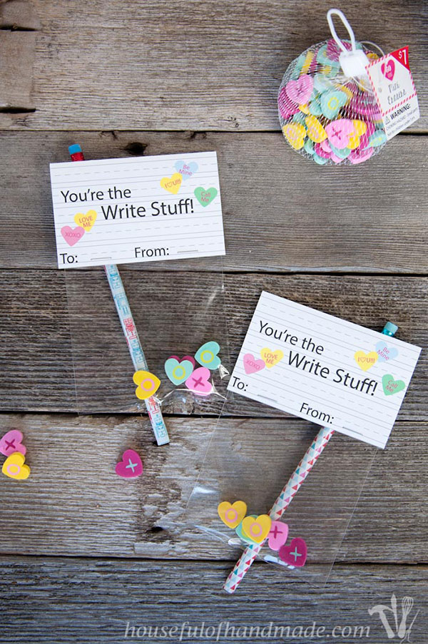 Free Printable Classroom Valentine Cards - Non Candy pencil valentines