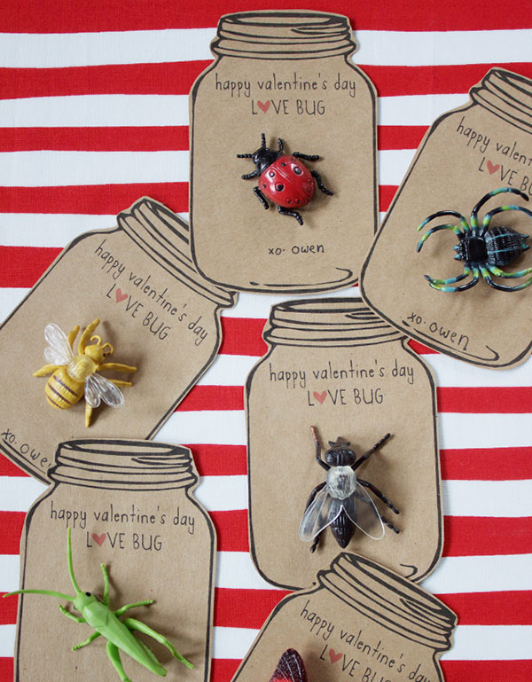 Free printable valentine cards with bugs - love bug valentines
